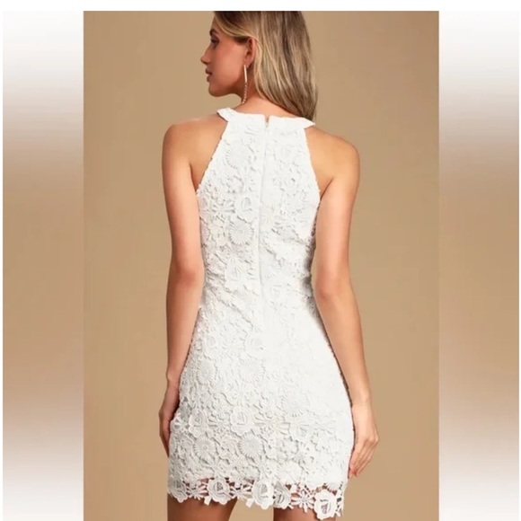Lulus Love Poem Ivory Lace Mini Dress Size M - Picture 4 of 10